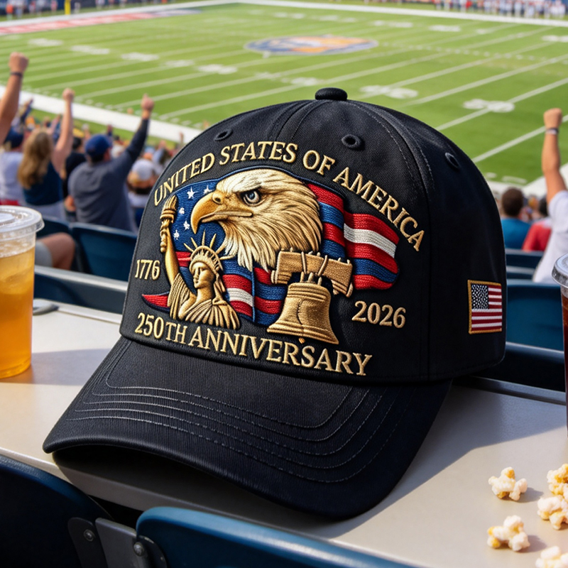 Personalized USA 250th Anniversary Patriotic Baseball Cap | 1776-2026 American Pride Hat with Bald Eagle, Statue of Liberty & Liberty Bell