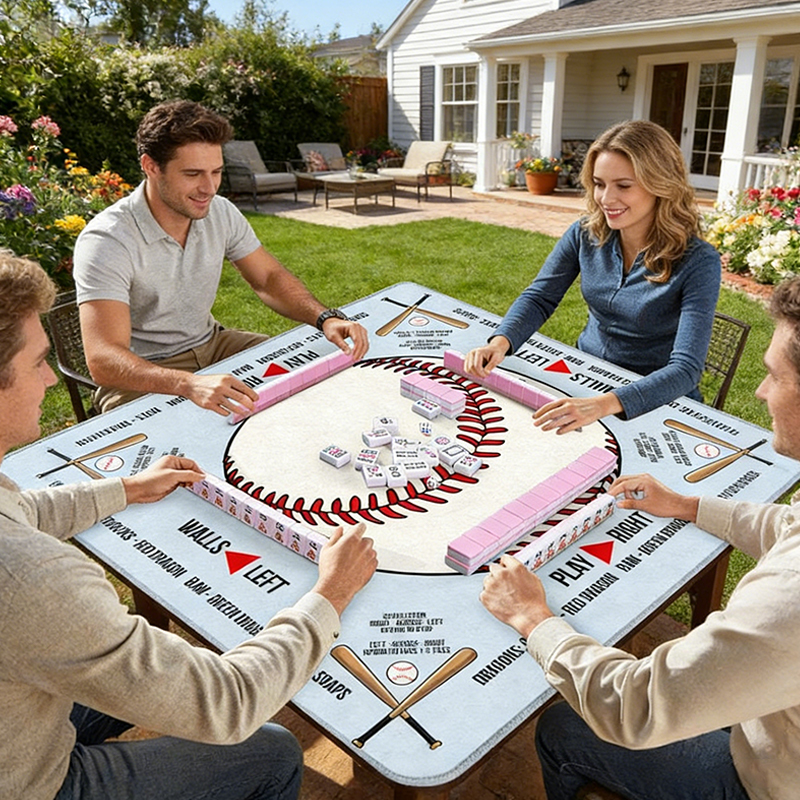 Personalized Baseball Lover's Mahjong Table Mat for Home and Team Clubhouse Play