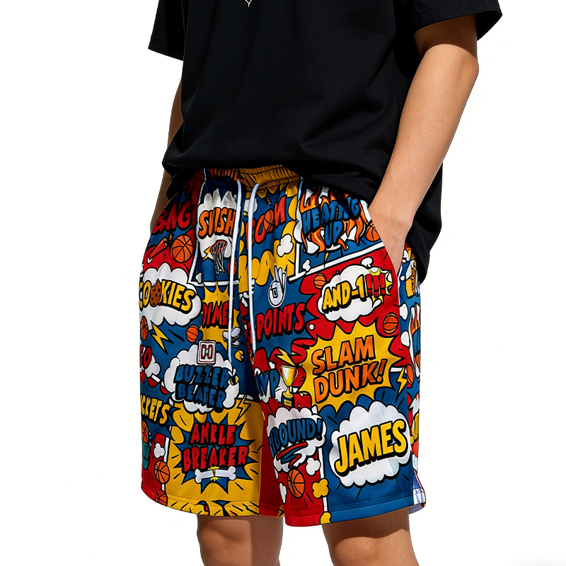 Personalized Comic Book Slam Dunk & Buzzer Beater Shorts for Basketball and Streetball Enthusiasts