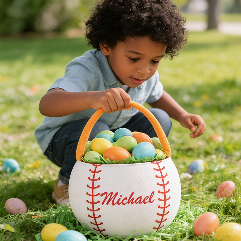 Personalized Baseball Easter Basket with Custom Name for Young Baseball Fans Sports Easter Gift