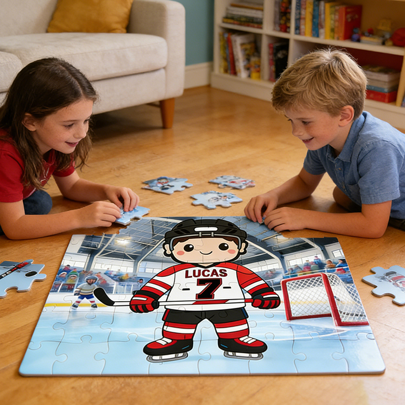 Personalized Ice Hockey Player Puzzle with Custom Name and Number for Ice Hockey Enthusiasts