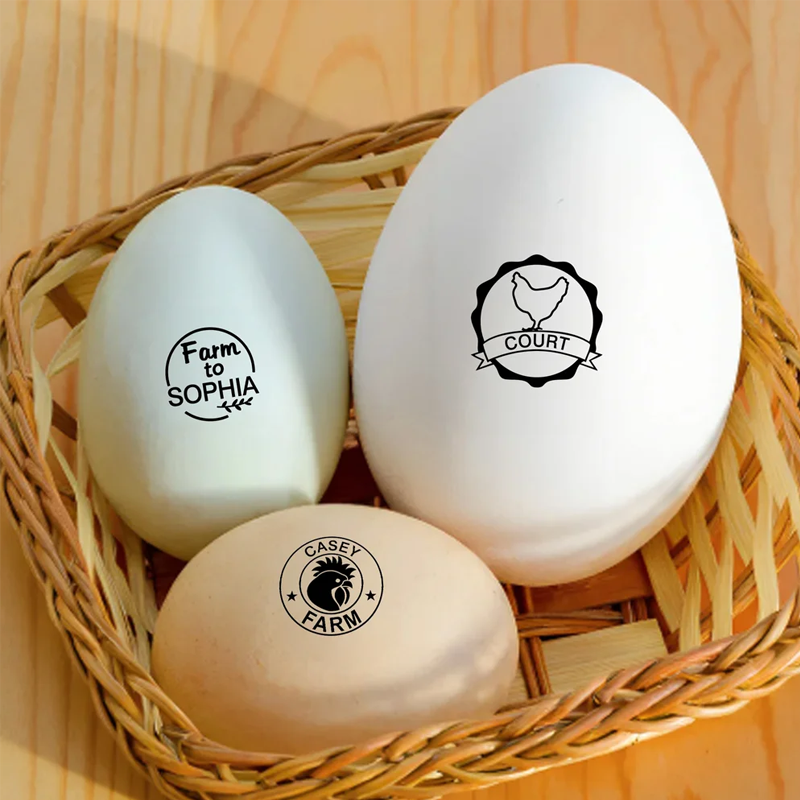 Personalized Hen Silhouette Safe Egg Stamp with Food Grade Ink Name Text and Year Birthday Gift for Family Farmer Breeder