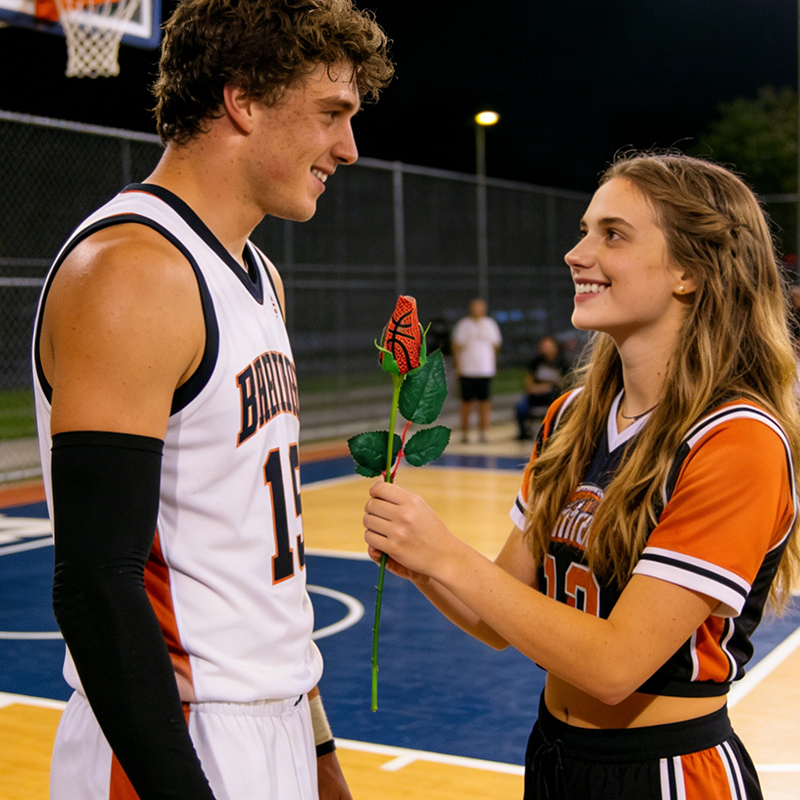 Personalized Basketball Rose Bouquet with Custom Text for Weddings ,Graduations, Team and Game Day Gifts 