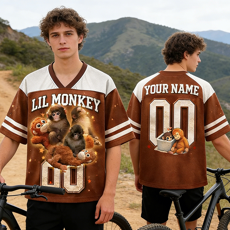  Personalized "Lil Monkey" Mesh Football Jersey Custom Name & Number for Animal Enthusiasts