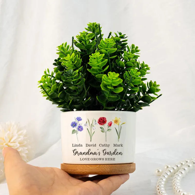  Personalised Birth Flower Mini Pot Grandma S Garden Pot for Mom Nanny Perfect Gift for Her Family Flower Plant Pot
