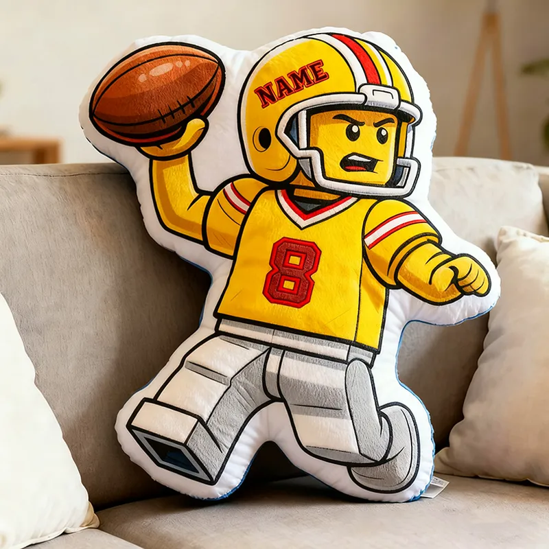 Personalized Football Player Pillow with Custom Name and Number for Sports Lovers and Kids