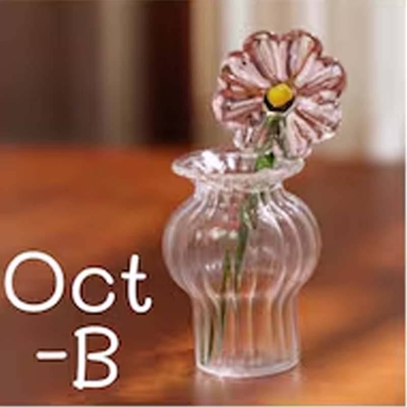 Handmade Pretty Glass Birth Month Flower Snowdrop Rose Larkspur Gift For Mom Family Birth flower Bouquet