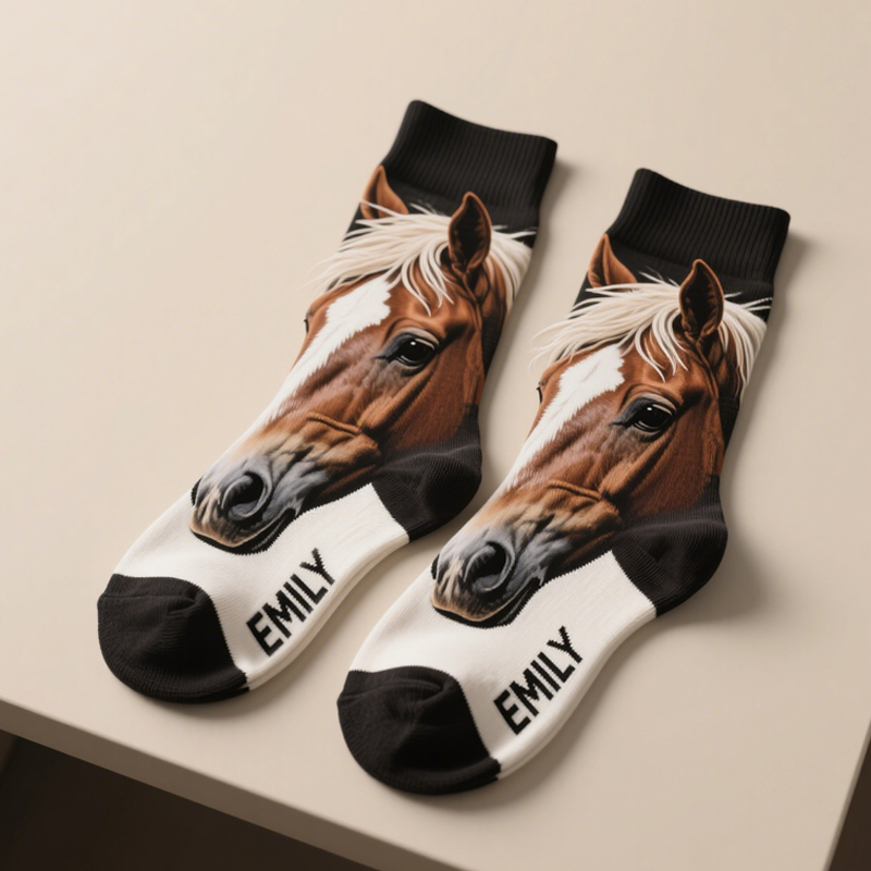 Personalized Horse Socks with Custom Name for Equestrian Enthusiasts