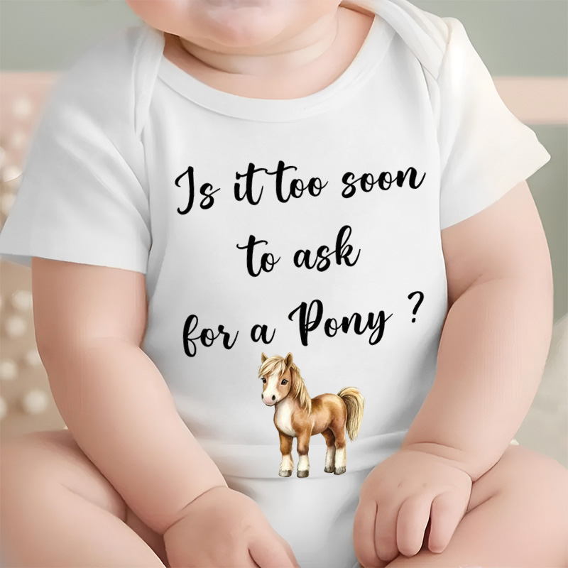 Too Soon to Ask For a Pony Onesie Brand Western Onesie Bodysuit Cowboy Baby Bodysuit Cowgirl Baby Onesie Cute Newborn Outfit