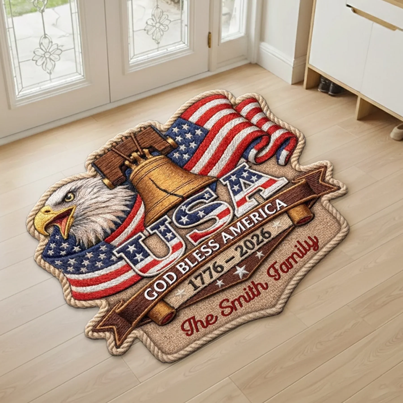 Personalized America 250th Doormat Anniversary Gifts for Mom Dad Brother Sister Kids Spirit of Liberty Lives