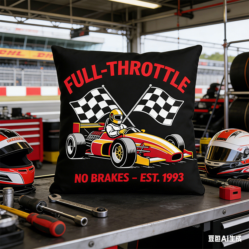 Personalized Formula Racing Pillow Custom Text Gift for Car Enthusiasts and Racing Fans