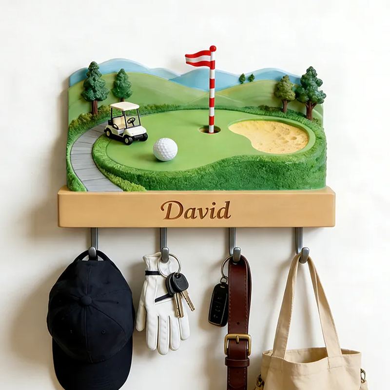 Personalized Golf Course 3D Printed Key Holder with Custom Name for Golf Lovers
