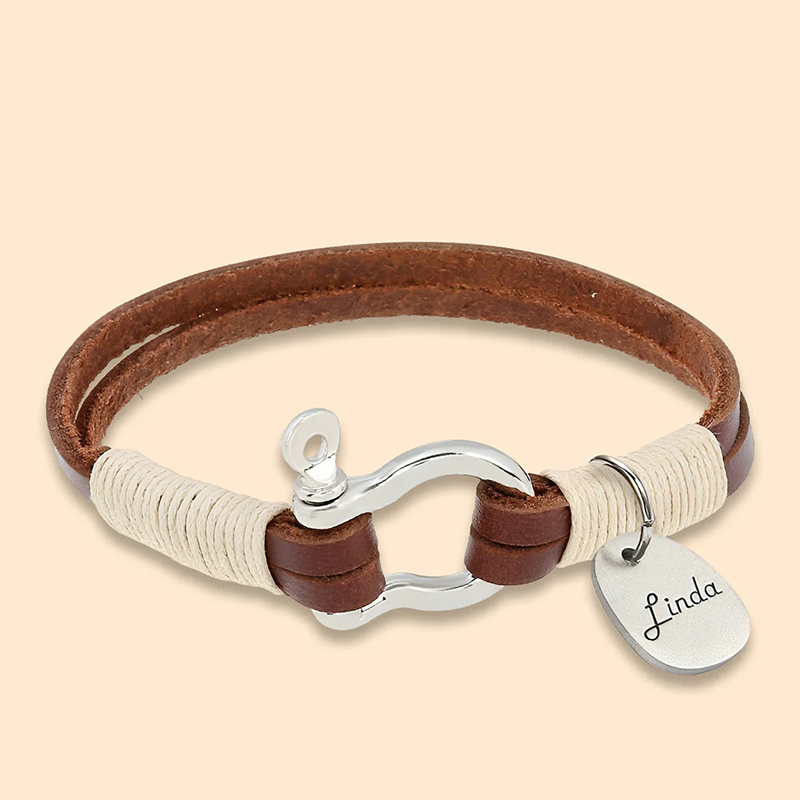 Personalized Equestrian Horsebit Leather Bracelet with Name Horse Lovers Jewelry