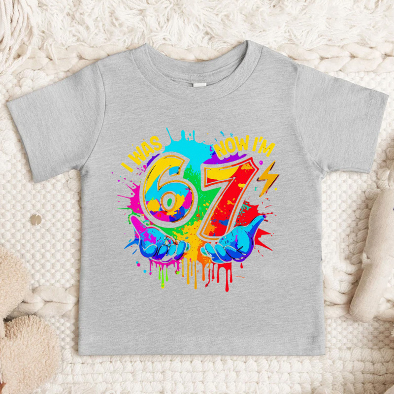 I Was 6 Now I Am 7 Shirt Kids 7th Birthday Meme Tshirt Colorful Six Seven Shirt Viral Birthday Shirt Toddler Birthday Gift