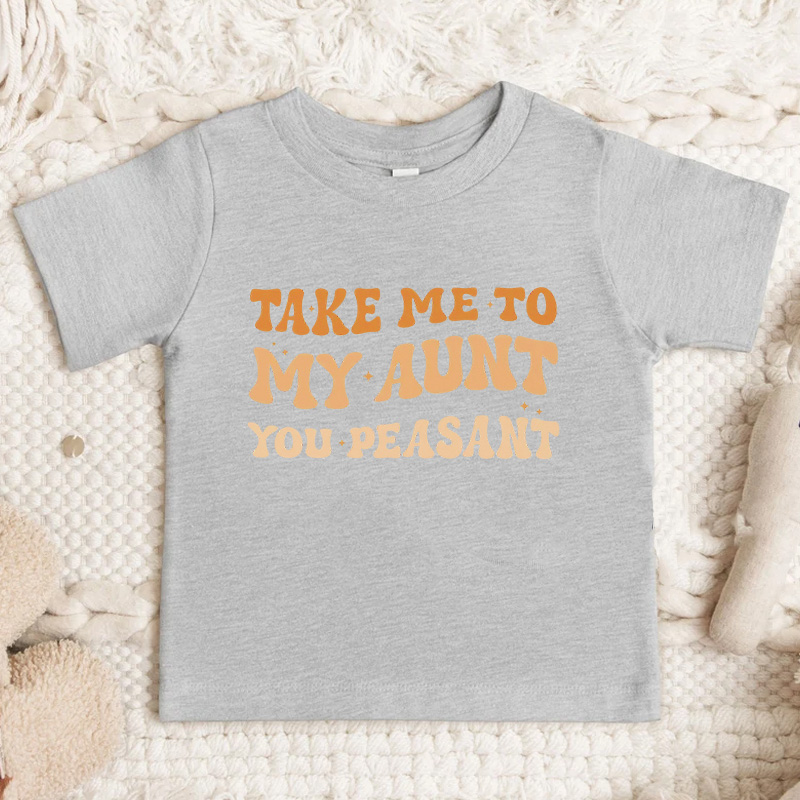 Take Me To My Aun Toddler Pullover T-Shirt Funny Vintage Kids Natural T-Shirt Minimalist I Love My Aunt Natural Toddler Tee