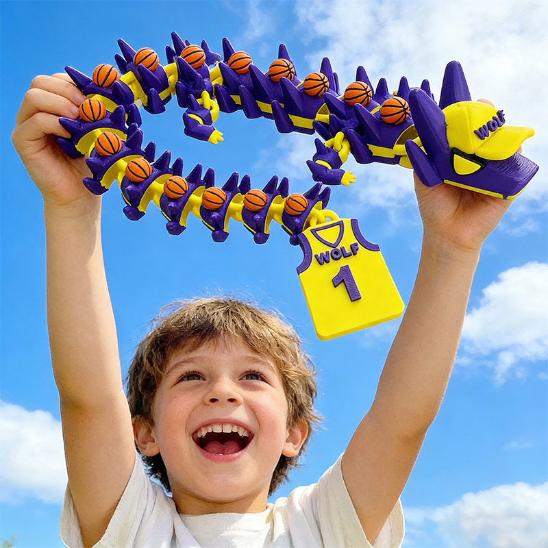 Personalized 3D Printed Basketball Dragon Toy with Custom Name and Number for Kids and Enthusiasts