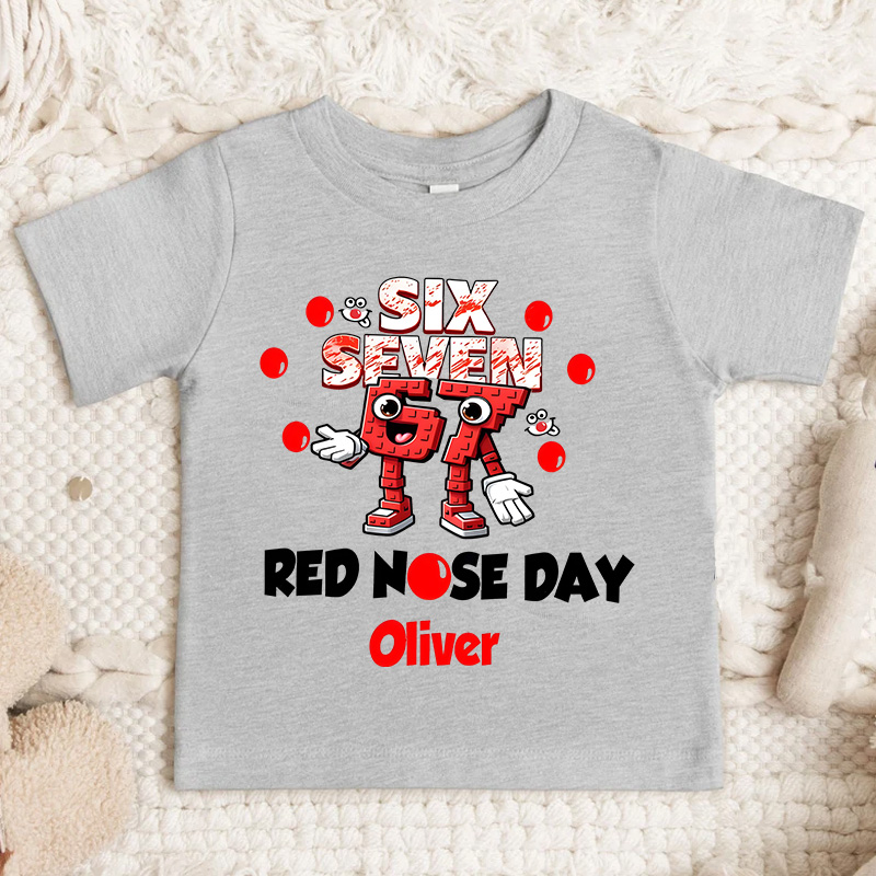 Personalized Red Nose Day Funny Clown Face Gift For Kids Charity Event Celebration Cute Outfit Kid's T-Shirt