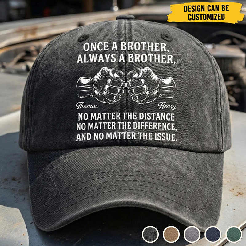 Personalized Vintage Washed Denim Baseball Cap Birthday Gifts for Brother Always a Brother