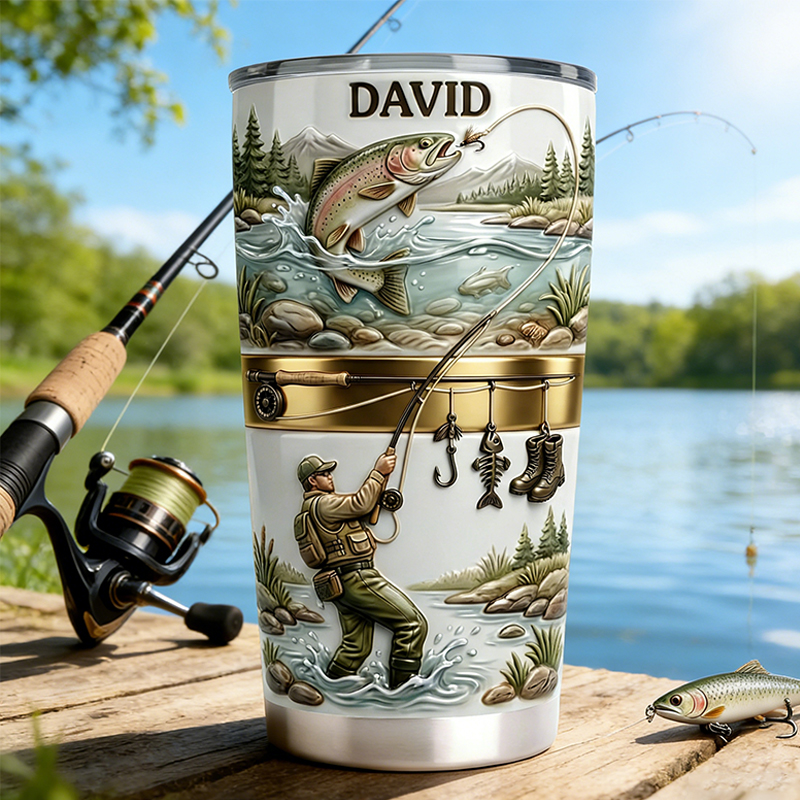 Personalized Lake Days Fishing Tumbler Custom Name Gift for Fishing Lovers