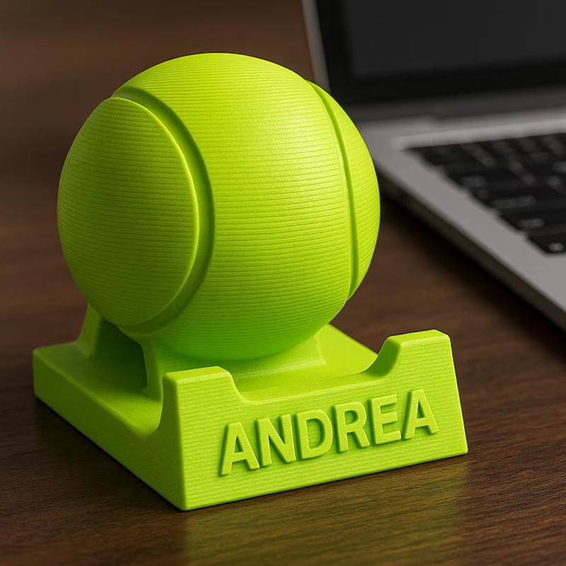 Personalized Tennis Ball 3D-Printed Phone Stand with Custom Name for Tennis Enthusiasts 