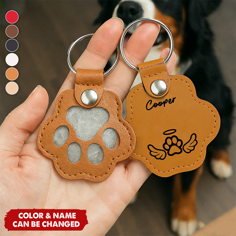 Personalized Pet Fur Keepsake Keychain I'm Always with You Dog Hair Memorial Holder Leather Pouch for Pet Loss Gift