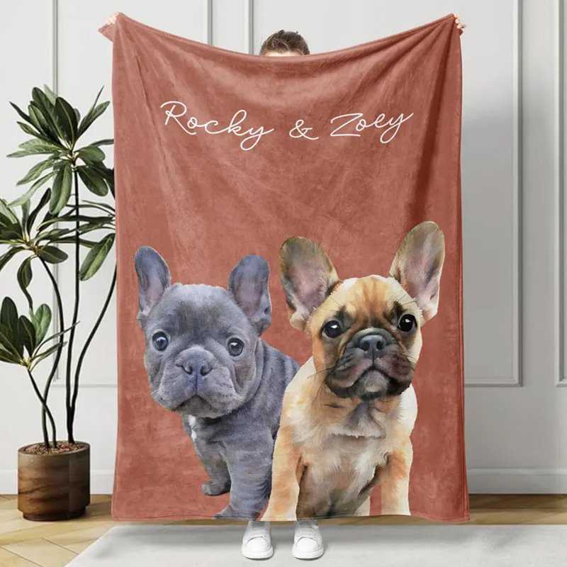 Personalized Pet Photo Blanket Custom Dog Portrait Blanket Pet Memorial Gift Cat Picture Blanket