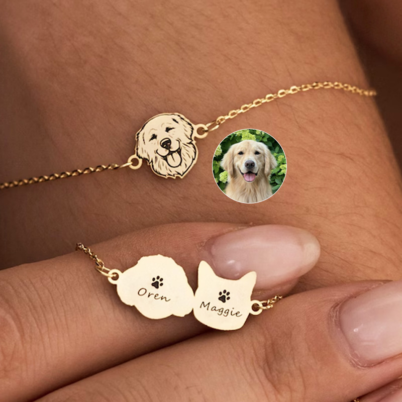 Personalized Pet Portrait Bracelet Pet Memorial Bracelet Custom Pet Picture Jewelry Pet Lost Dog & Cat Jewelry Mother's Day Gift