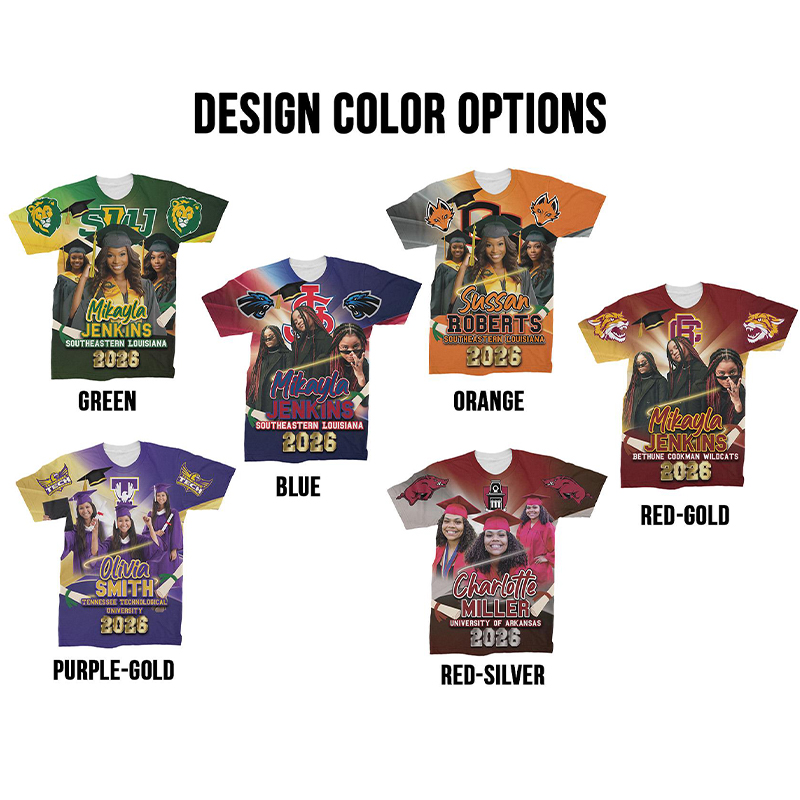 Personalized All Over Print Graduation T-Shirt Custom Photo Name School Commemorative Outfit for Class of 2026