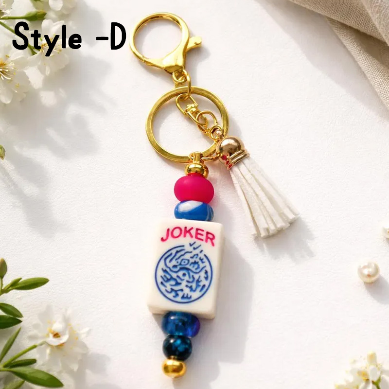 Mahjong Tile Keychain Gift for Player Mahjong Bag Charm Accessory Mahjong Lover Gifts