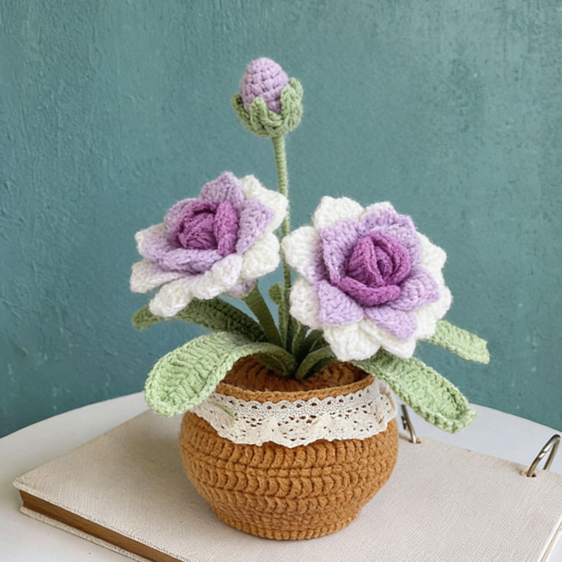 Mothers Day Gift Handmade Knitted Flower Pot Crochet Tulip Plant Gift for Mom Grandma Mother's Day Gifts