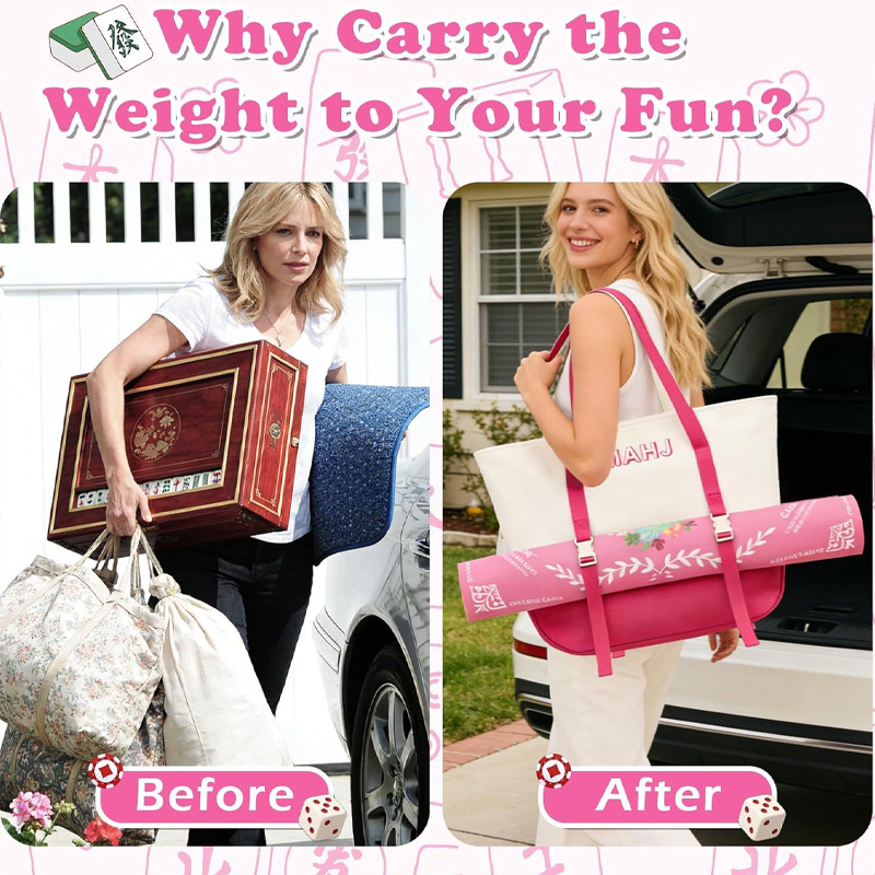 3 Pcs Empty Mahjong Tile Bags with Zipper Set Mahjong Canvas Carrying Tote PVC Bag Nylon Pouch for Women Mahjong Lover Gifts