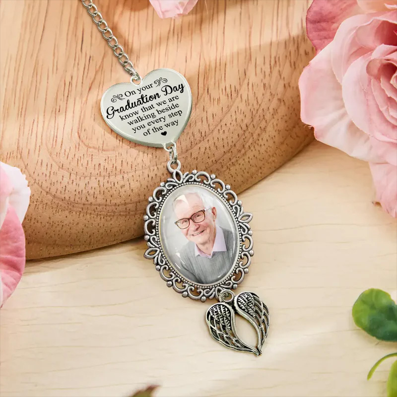 Personalized Photo Graduation Walking Beside You Memorial Custom Graduation Tassel Charm