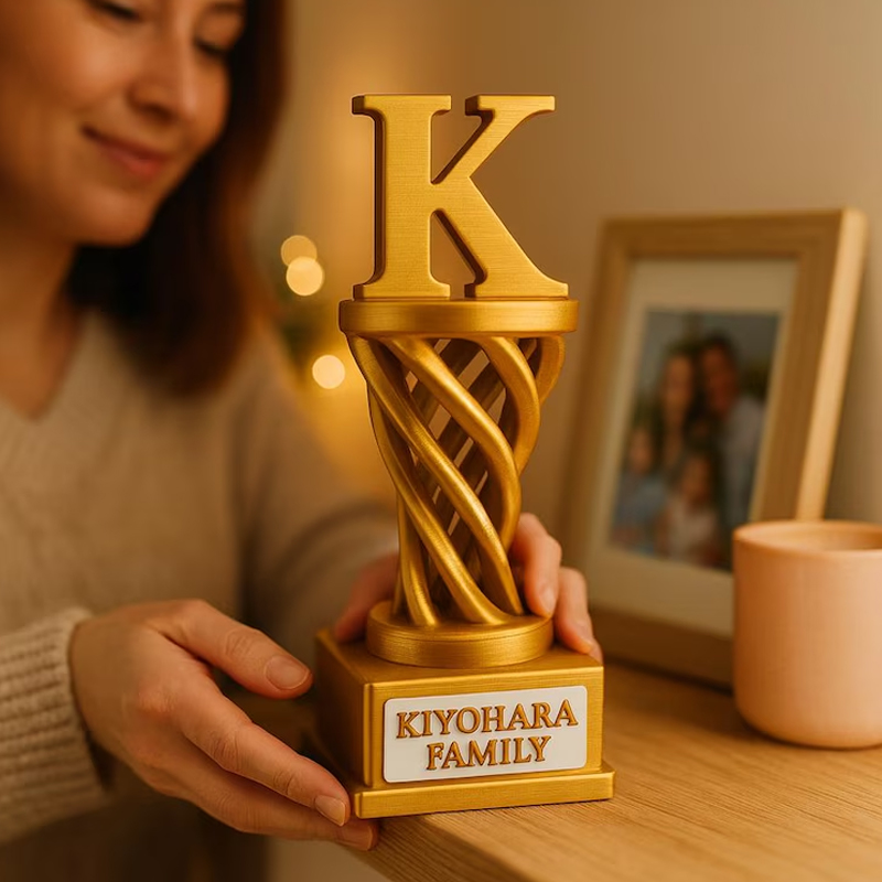 Personalized 3D Printed Basketball Trophy with Custom Family Name for Celebrations
