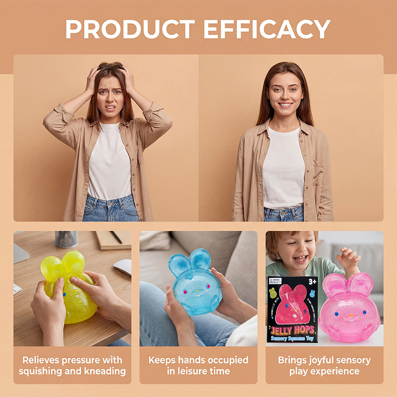 Personalized Jelly Hops Bunny Stress Ball Cute Squishy Fidget Toy Sensory Squeeze Ball Easter Basket Stuffer Anxiety Relief Gift