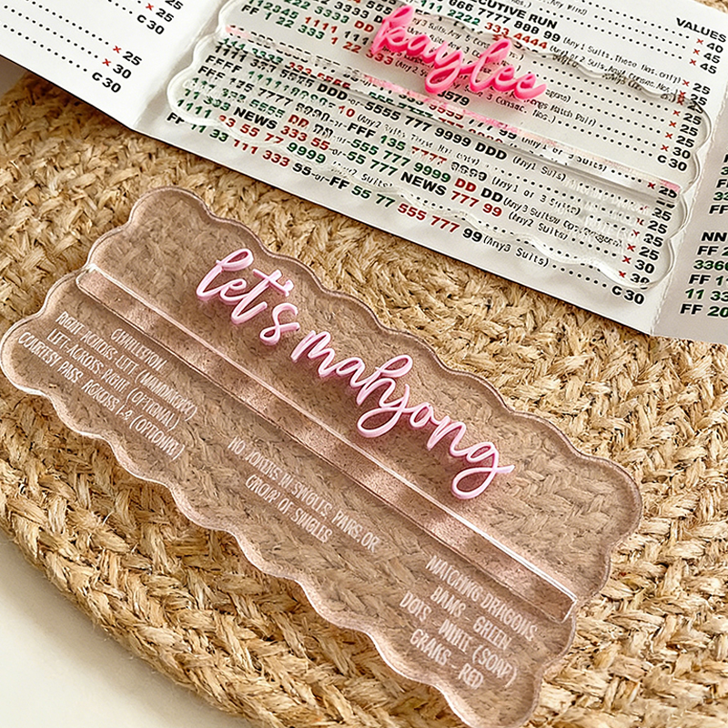 Personalized Mahjong Row Finder with Rules Scalloped Mahjong Line Reader Mahjong Gifts Mahjong Rule Helper for American Mahjong Lovers