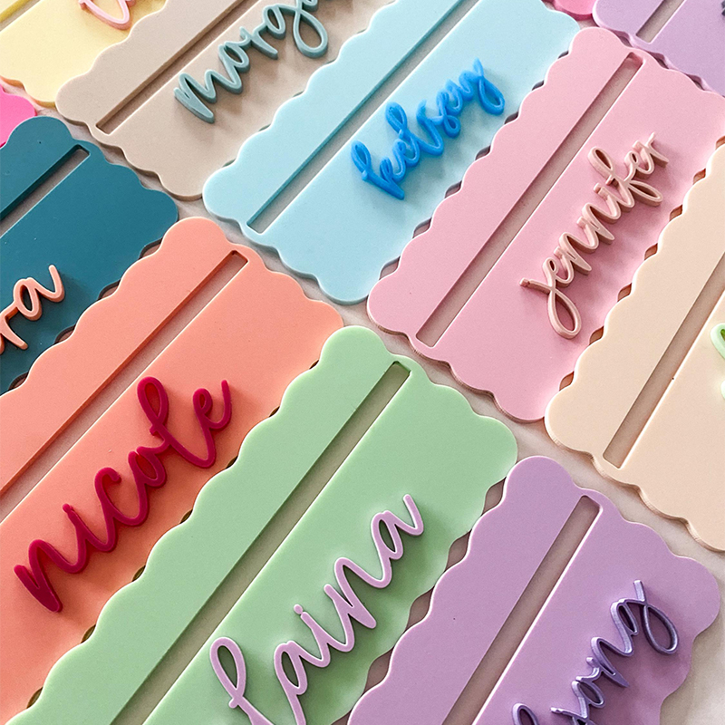 Personalized Acrylic Mahjong Line Reader Colorful Scalloped Line Reader Custom Name Game Accessory for Mahjong Lovers