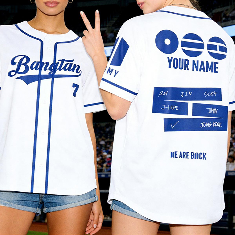 Personalized BTS Kpop Baseball Jersey Unisex Banggtan Fan Merch Custom Army Fan Lovers Jersey BTS 2026 Arirang World Tour Merch Jersey
