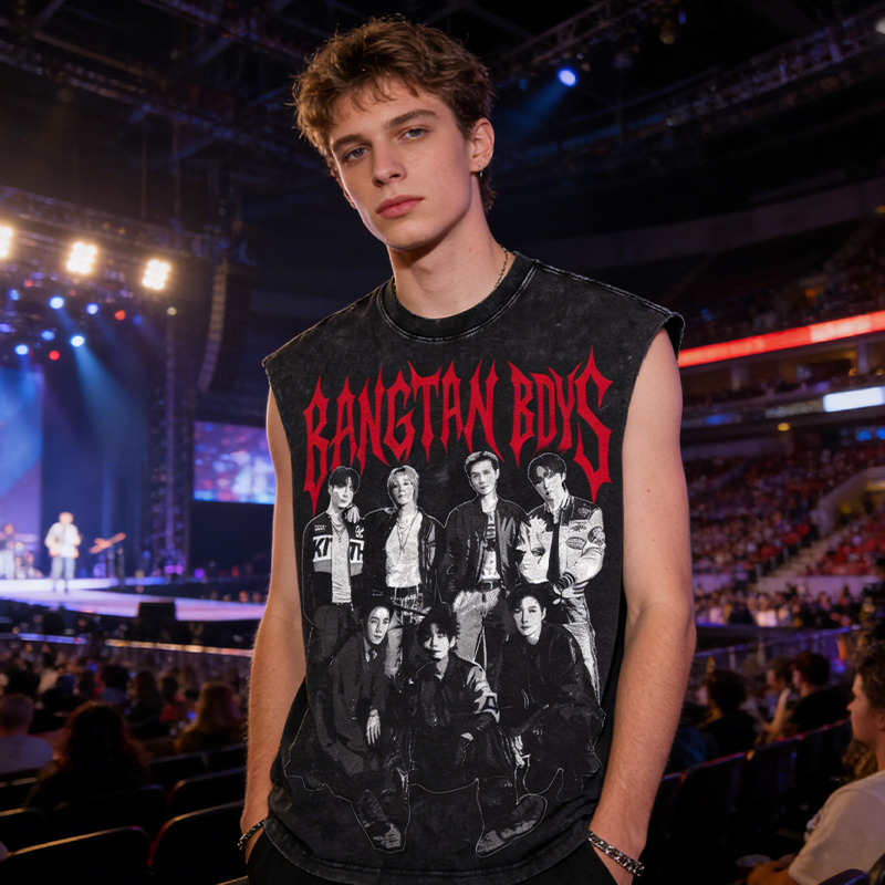 Personalized Bangtan Boys Vintage Wash Tank Top Kpop ARMY Concert Shirt