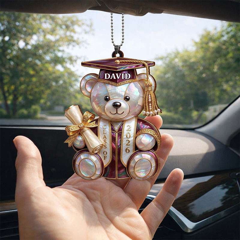 Personalized Class Of Graduation Bear Ornament Acrylic Ornament Gift for Students