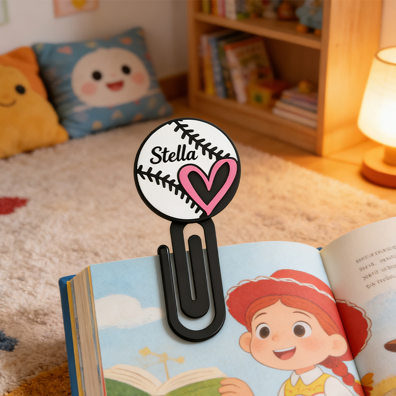 Personalized Baseball Heart Bookmark Custom Name for Reading Fans and Athletes 