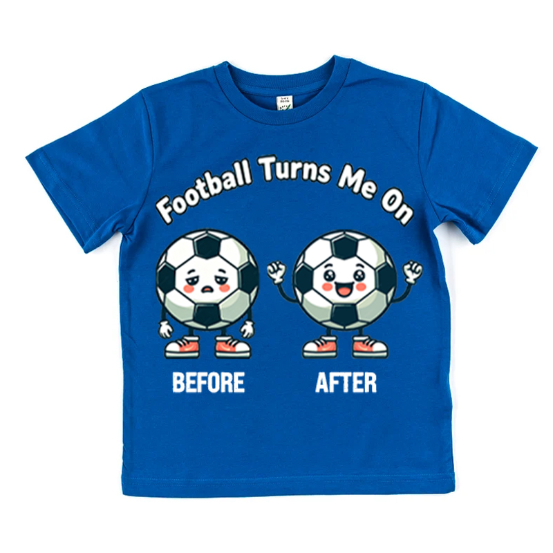 Personalized Football Kid T-shirt Football Turns Me On with Custom Name and Number Gift for Football Little Fans