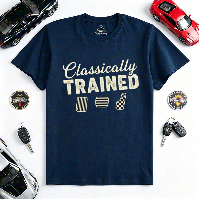 Classically Trained Manual Stick Shift Car Enthusiast Crew Neck Short Sleeve Casual Tee for Driving Lovers