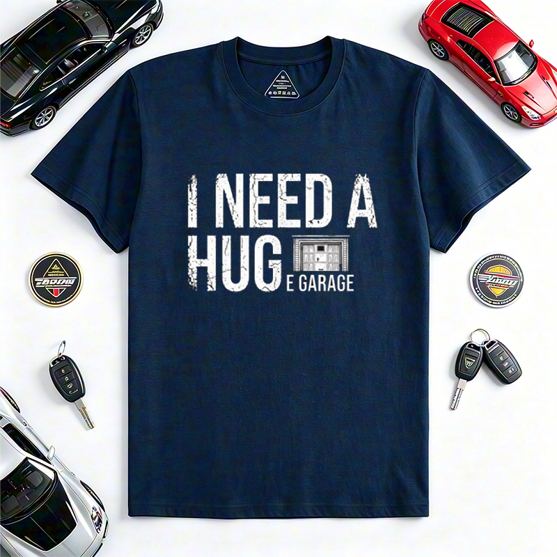 Funny I Need A Huge Garage Pun Car Lover Crew Neck Short Sleeve T-Shirt for Auto Mechanics & Gearhead Enthusiasts