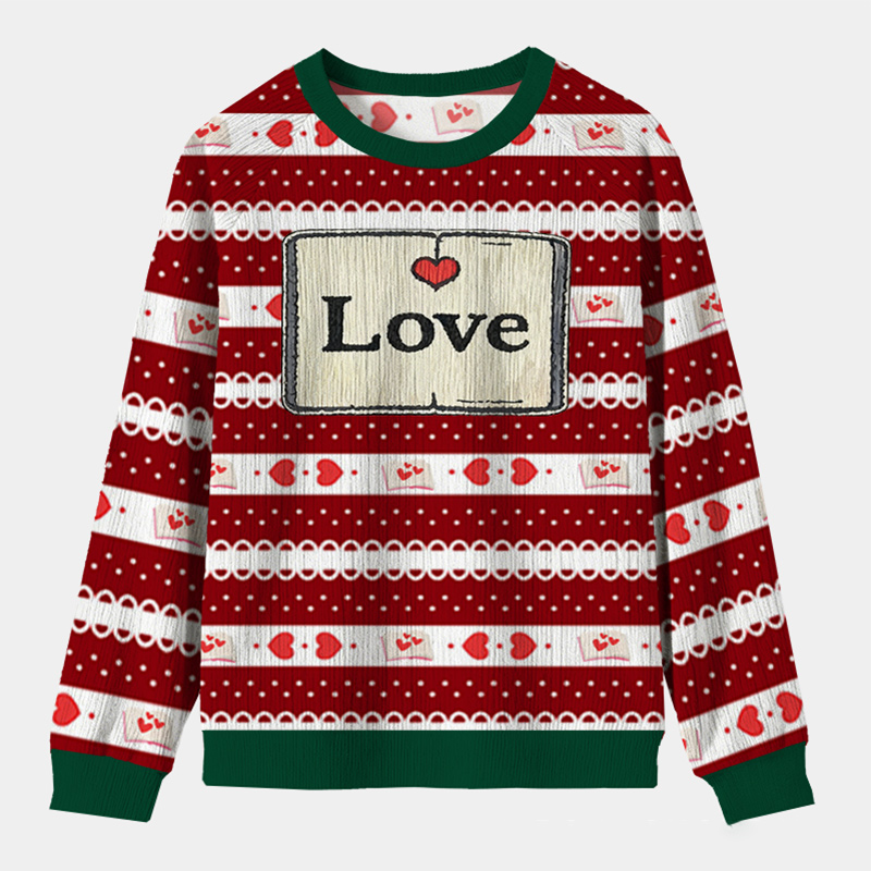 Personalized Bookish Love Heartfelt Ugly Sweater Holiday Gift for Book Lover