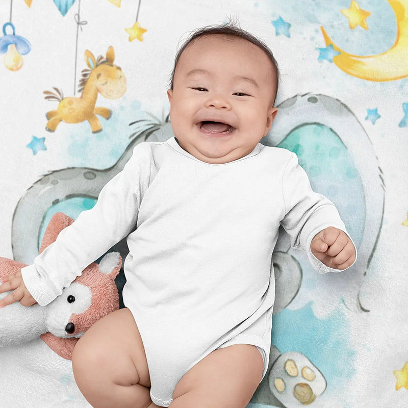 Personalized Baby Elephant Blanket Sweet Dream Name Sofa Blanket Home Nursery Decoration Birthday Baby Shower Newborn Gift for Kid Baby