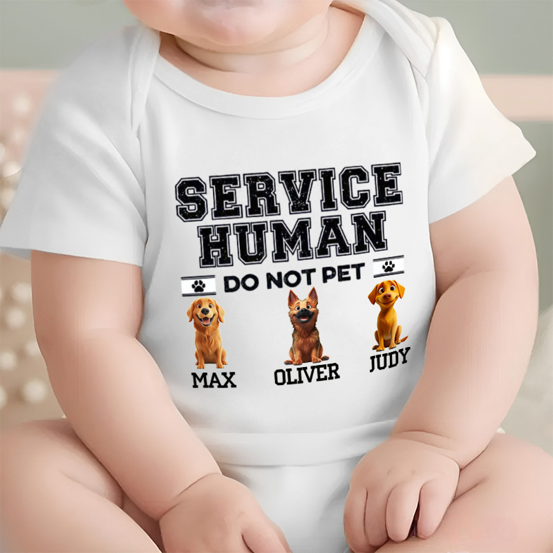 Personalized Service Human Do Not Pet Dog Baby Bodysuit Baby Shower Gift
