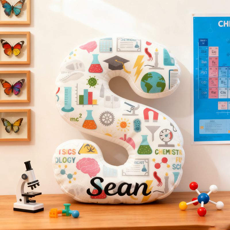 Personalized Science Pillow for Kid Scientist Physics Chemistry and Biology Lover Pillow