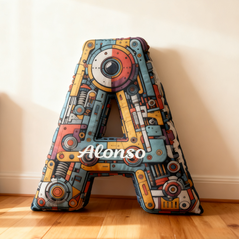 Personalized Robot Alphabet Pillow Robot Pillow Custom Astronomy Lover Pillow Gift for Kid