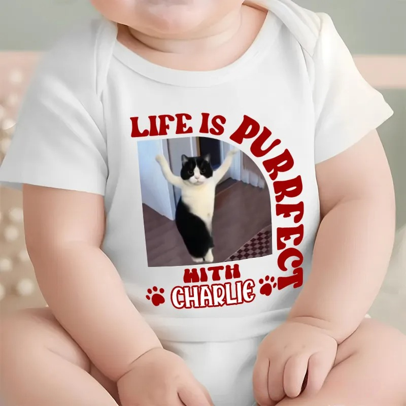 Personalized Life is Purrfect Bodysuit Baby Shower Gift