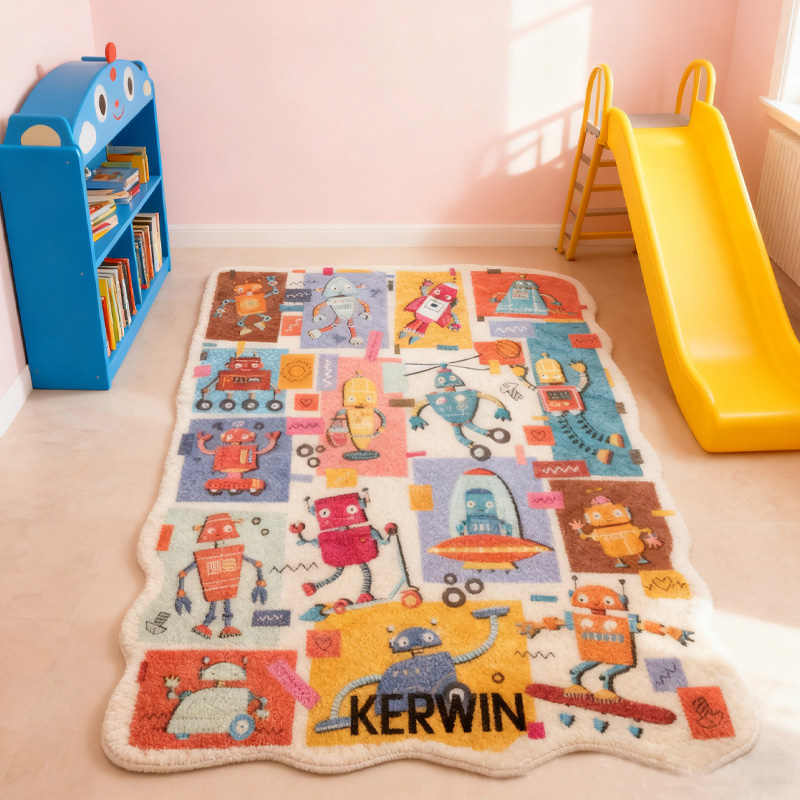 Personalized Custom Robot Themed Rug Kids Robotics Rug Doormat Children's Bedroom Playroom Rug Gifts for Kid
